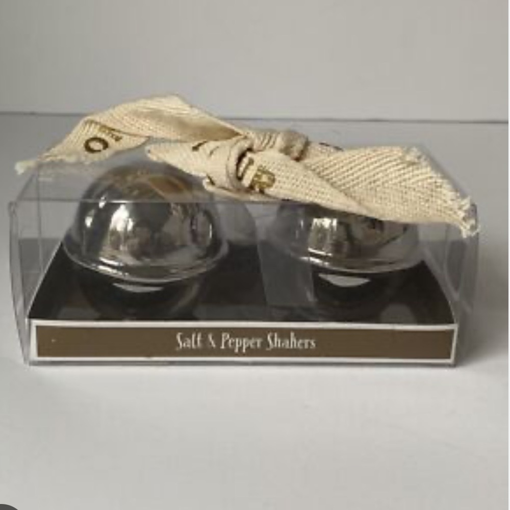Pier 1 Silver Jingle Bell Salt and Pepper Shakers